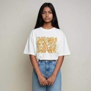 Dazey LA Cream Tee with Yellow Graphic women art to wear Anthropologie